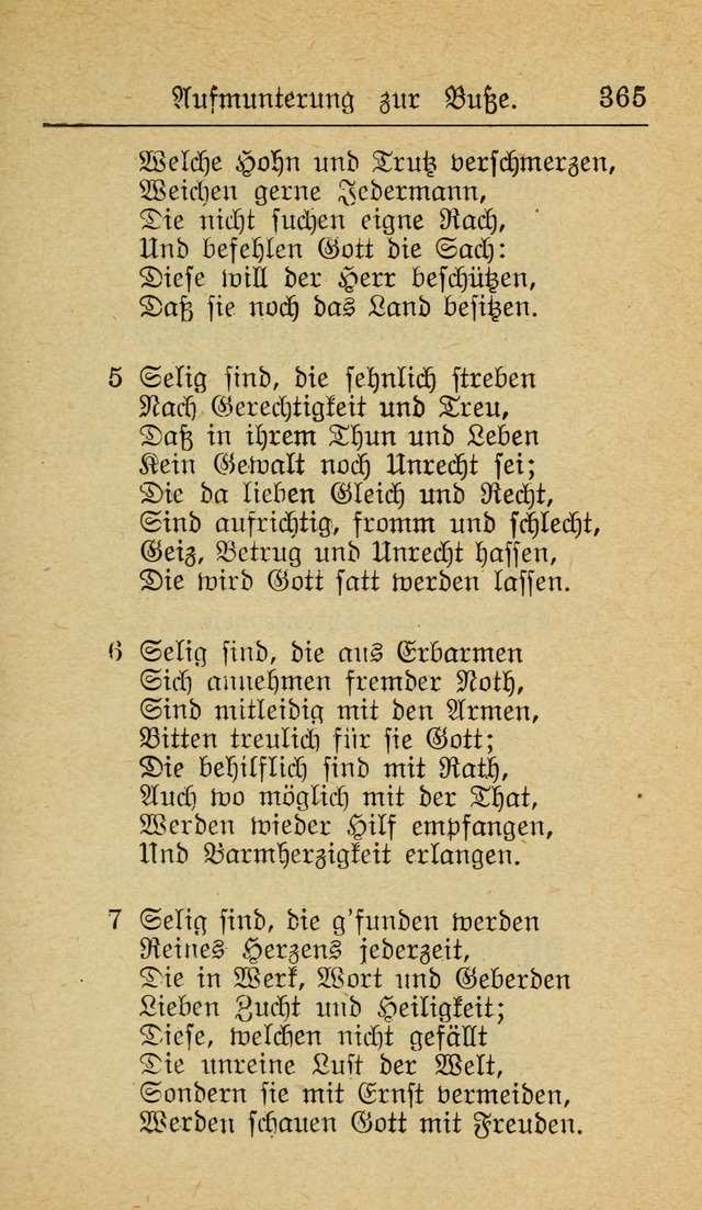 Unparteiische Liedersammlung zum Gebrauch beim Oeffentliche Gottesdienst und zur Häuslichen Erbauung (Revidirt und vehmehrt) page 365