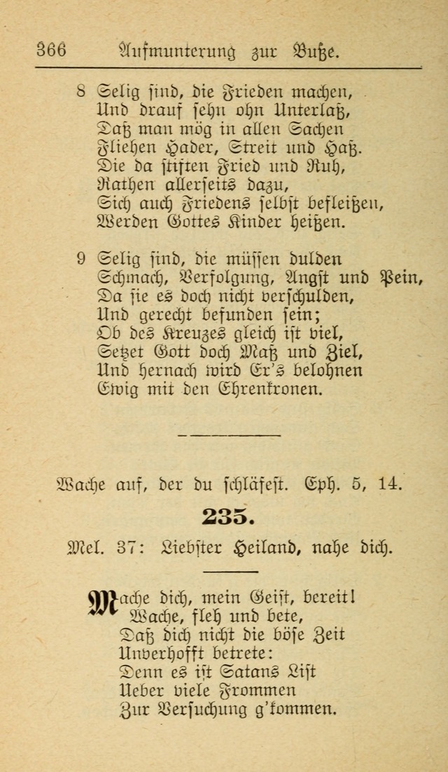 Unparteiische Liedersammlung zum Gebrauch beim Oeffentliche Gottesdienst und zur Häuslichen Erbauung (Revidirt und vehmehrt) page 366