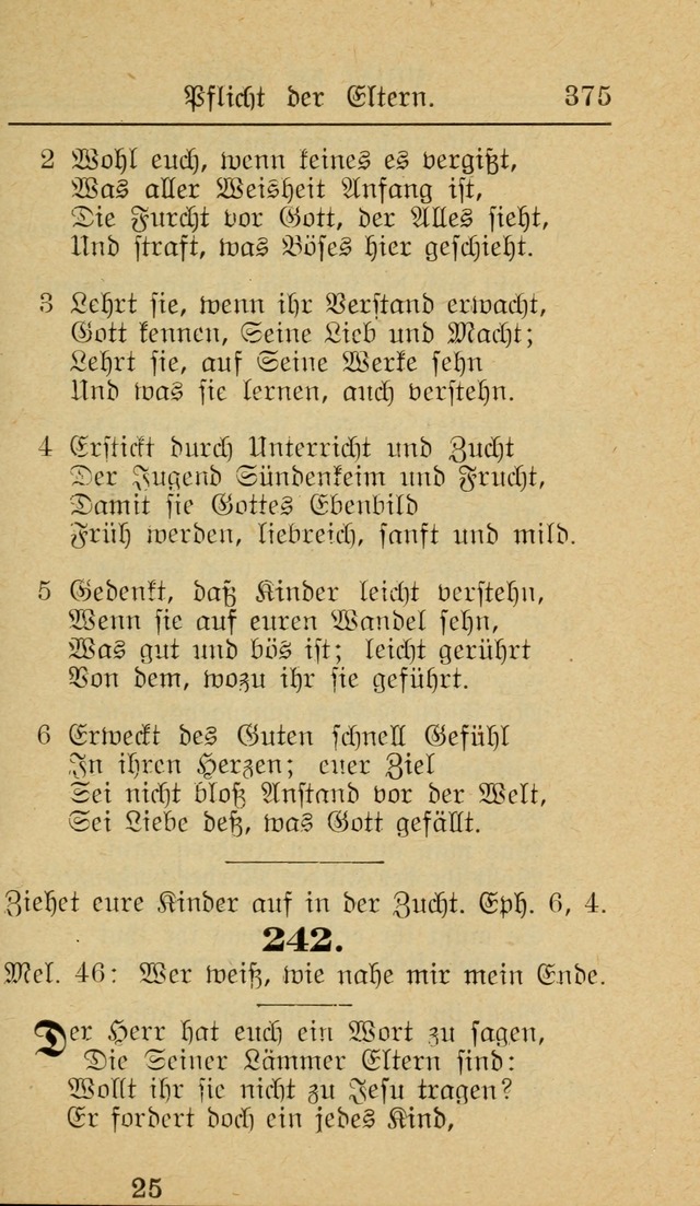 Unparteiische Liedersammlung zum Gebrauch beim Oeffentliche Gottesdienst und zur Häuslichen Erbauung (Revidirt und vehmehrt) page 375