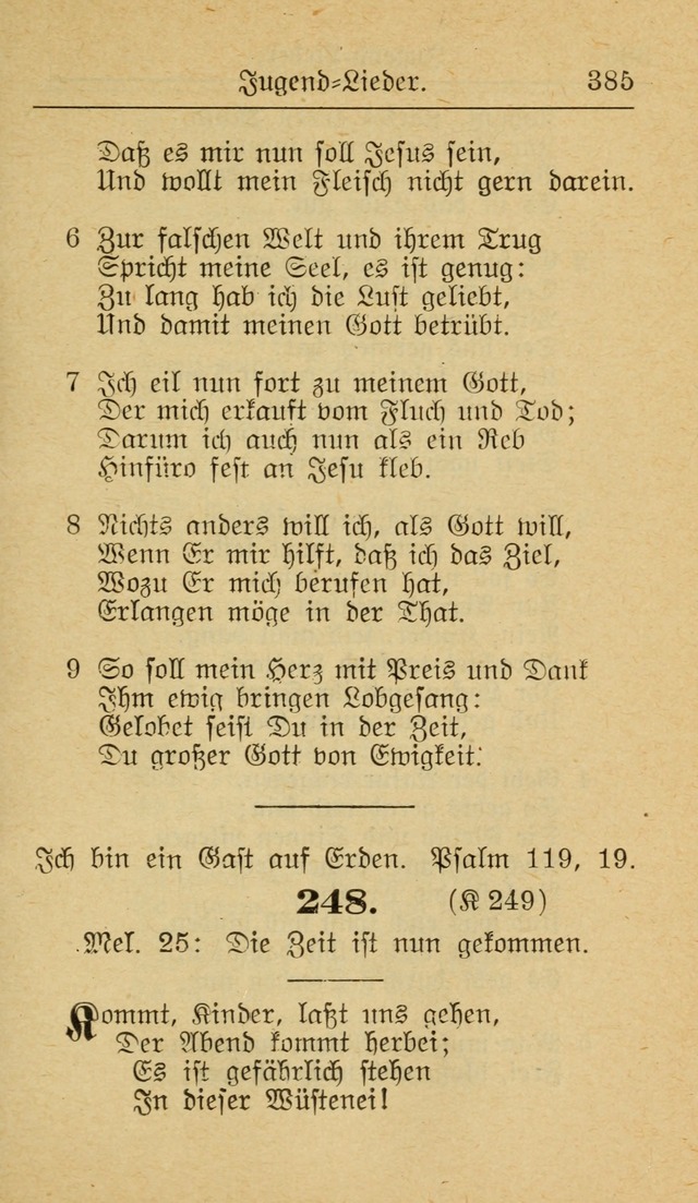 Unparteiische Liedersammlung zum Gebrauch beim Oeffentliche Gottesdienst und zur Häuslichen Erbauung (Revidirt und vehmehrt) page 385