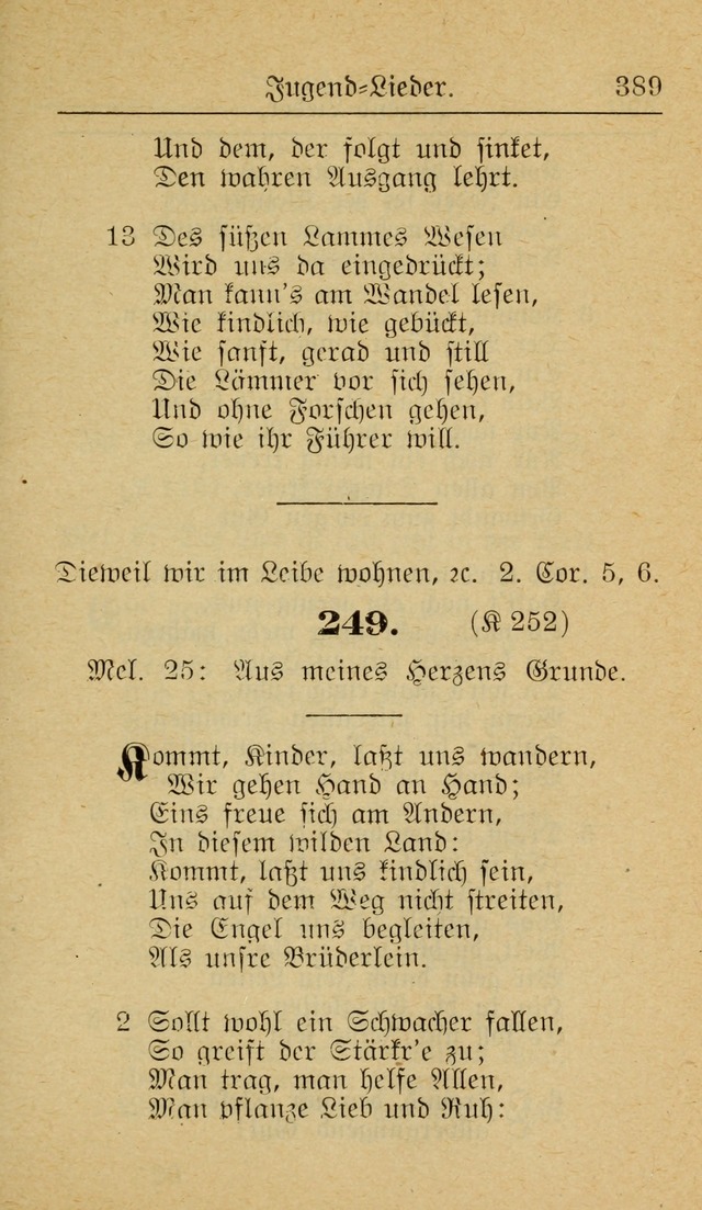 Unparteiische Liedersammlung zum Gebrauch beim Oeffentliche Gottesdienst und zur Häuslichen Erbauung (Revidirt und vehmehrt) page 389