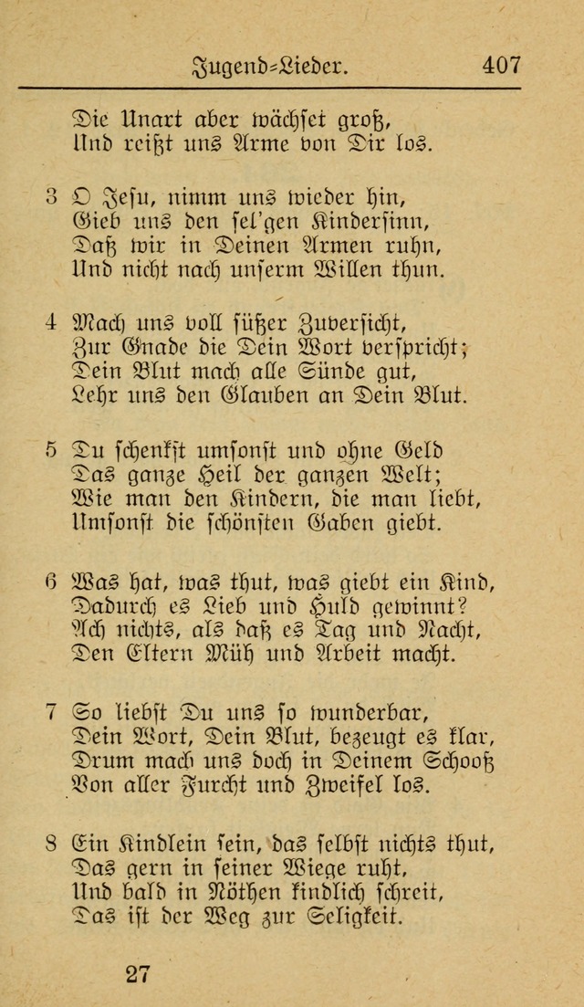 Unparteiische Liedersammlung zum Gebrauch beim Oeffentliche Gottesdienst und zur Häuslichen Erbauung (Revidirt und vehmehrt) page 407