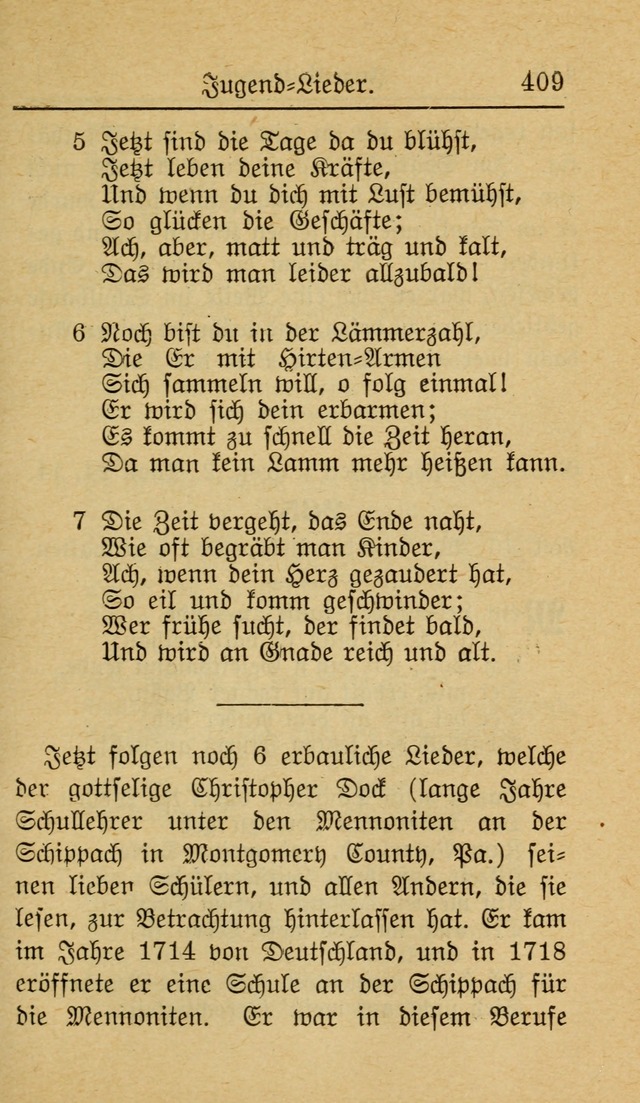 Unparteiische Liedersammlung zum Gebrauch beim Oeffentliche Gottesdienst und zur Häuslichen Erbauung (Revidirt und vehmehrt) page 409