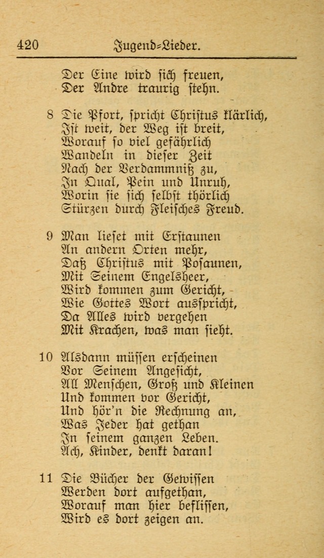 Unparteiische Liedersammlung zum Gebrauch beim Oeffentliche Gottesdienst und zur Häuslichen Erbauung (Revidirt und vehmehrt) page 420