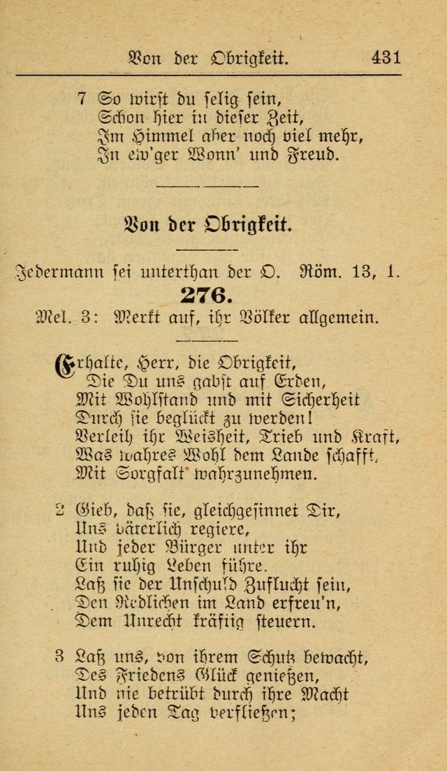 Unparteiische Liedersammlung zum Gebrauch beim Oeffentliche Gottesdienst und zur Häuslichen Erbauung (Revidirt und vehmehrt) page 431