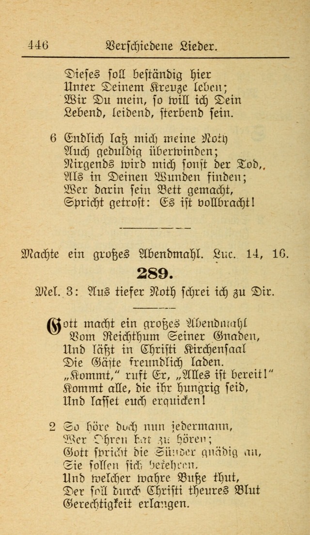 Unparteiische Liedersammlung zum Gebrauch beim Oeffentliche Gottesdienst und zur Häuslichen Erbauung (Revidirt und vehmehrt) page 446