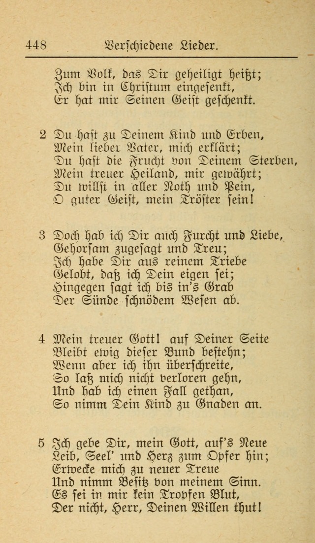 Unparteiische Liedersammlung zum Gebrauch beim Oeffentliche Gottesdienst und zur Häuslichen Erbauung (Revidirt und vehmehrt) page 448