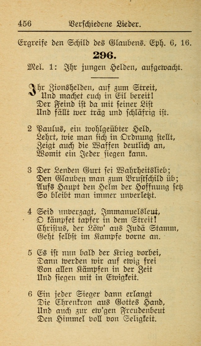 Unparteiische Liedersammlung zum Gebrauch beim Oeffentliche Gottesdienst und zur Häuslichen Erbauung (Revidirt und vehmehrt) page 456