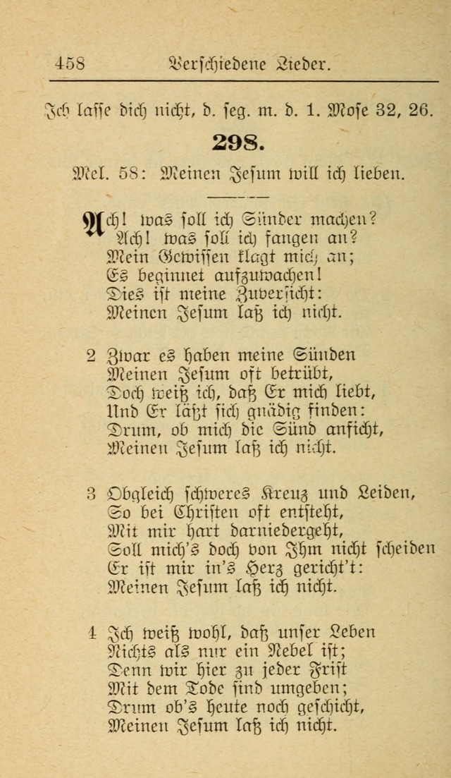 Unparteiische Liedersammlung zum Gebrauch beim Oeffentliche Gottesdienst und zur Häuslichen Erbauung (Revidirt und vehmehrt) page 458