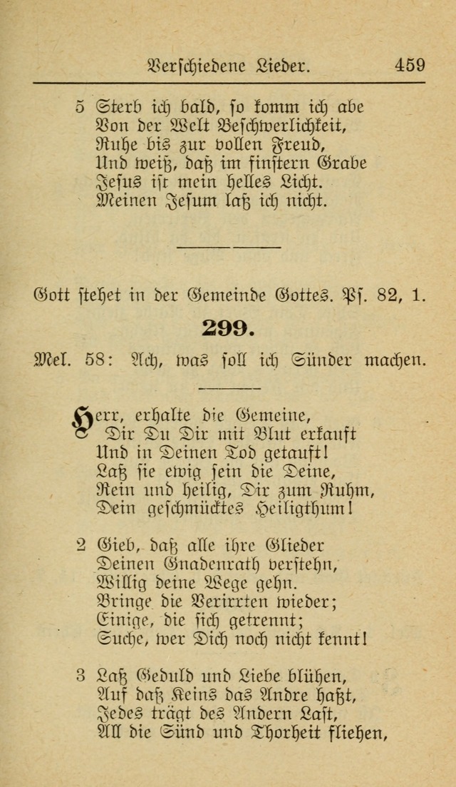 Unparteiische Liedersammlung zum Gebrauch beim Oeffentliche Gottesdienst und zur Häuslichen Erbauung (Revidirt und vehmehrt) page 459