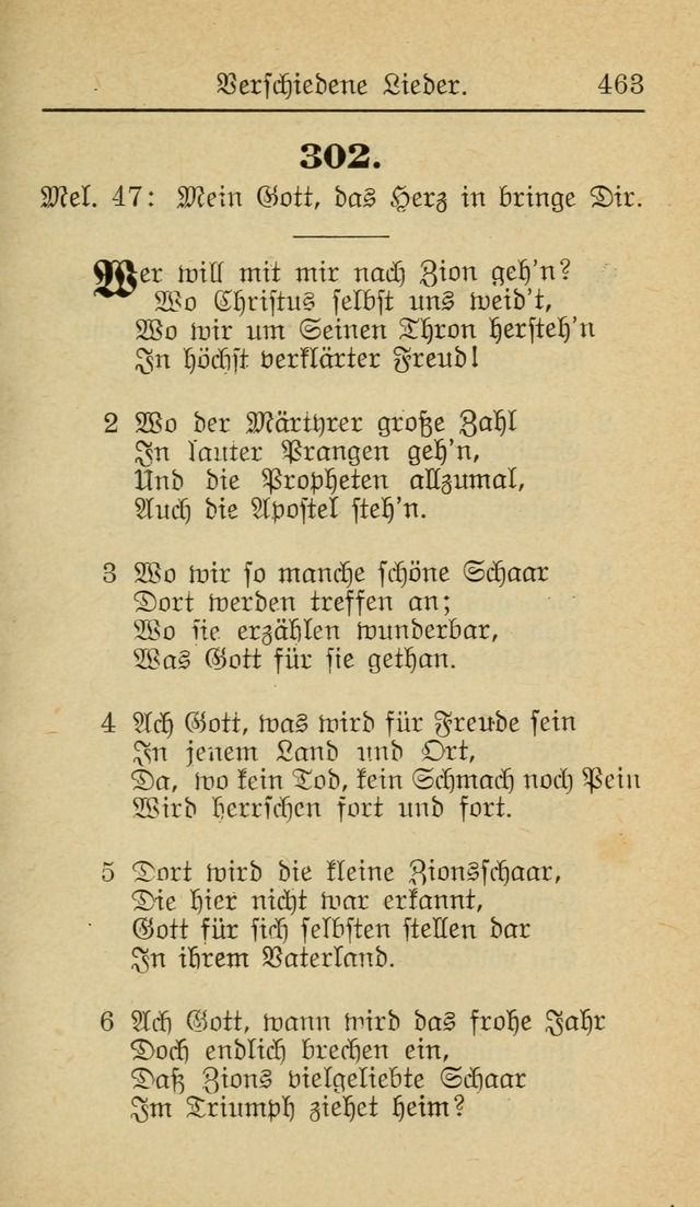 Unparteiische Liedersammlung zum Gebrauch beim Oeffentliche Gottesdienst und zur Häuslichen Erbauung (Revidirt und vehmehrt) page 463