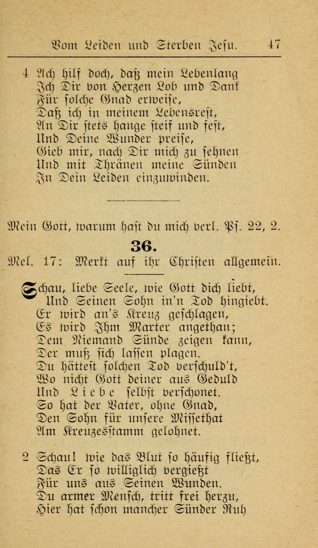 Unparteiische Liedersammlung zum Gebrauch beim Oeffentliche Gottesdienst und zur Häuslichen Erbauung (Revidirt und vehmehrt) page 47