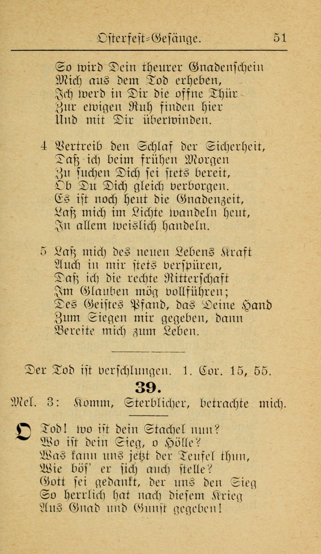 Unparteiische Liedersammlung zum Gebrauch beim Oeffentliche Gottesdienst und zur Häuslichen Erbauung (Revidirt und vehmehrt) page 51