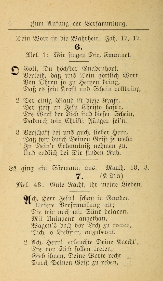 Unparteiische Liedersammlung zum Gebrauch beim Oeffentliche Gottesdienst und zur Häuslichen Erbauung (Revidirt und vehmehrt) page 6