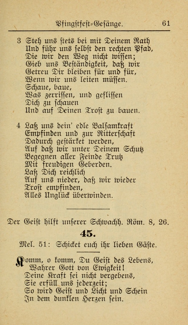 Unparteiische Liedersammlung zum Gebrauch beim Oeffentliche Gottesdienst und zur Häuslichen Erbauung (Revidirt und vehmehrt) page 61