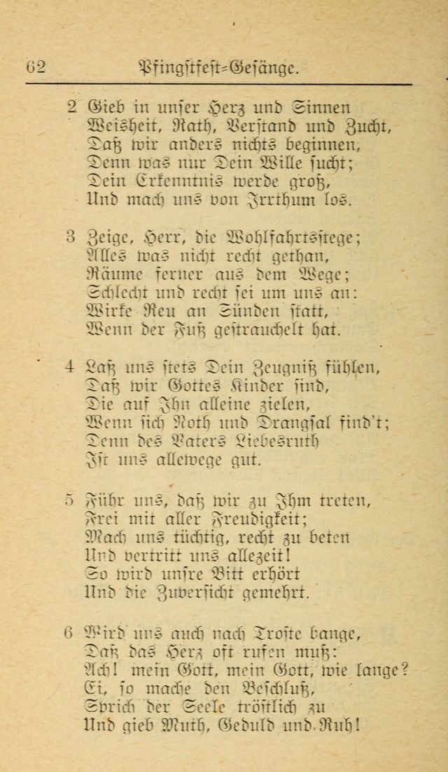 Unparteiische Liedersammlung zum Gebrauch beim Oeffentliche Gottesdienst und zur Häuslichen Erbauung (Revidirt und vehmehrt) page 62