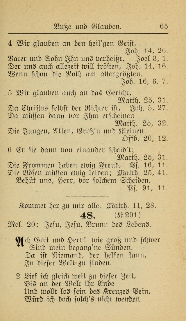 Unparteiische Liedersammlung zum Gebrauch beim Oeffentliche Gottesdienst und zur Häuslichen Erbauung (Revidirt und vehmehrt) page 65