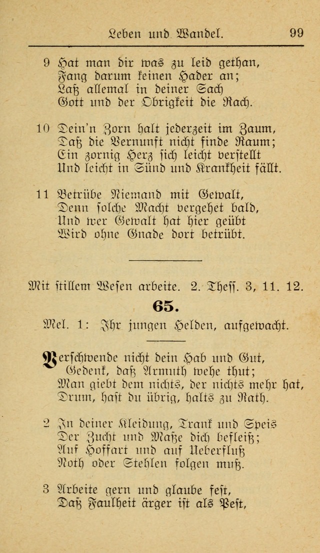 Unparteiische Liedersammlung zum Gebrauch beim Oeffentliche Gottesdienst und zur Häuslichen Erbauung (Revidirt und vehmehrt) page 99