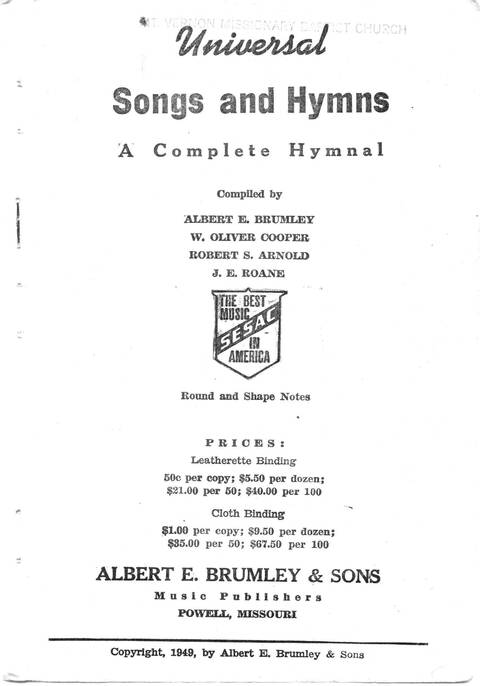 Universal Songs and Hymns: a complete hymnal page i