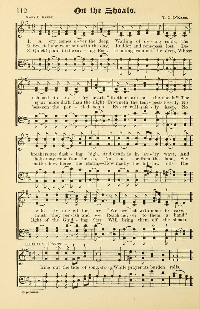 Unfading Treasures: a compilation of sacred songs and hymns, adapted for use by Sunday schools, Epworth Leagues, endeavor societies, pastors, evangelists, choristers, etc. page 112