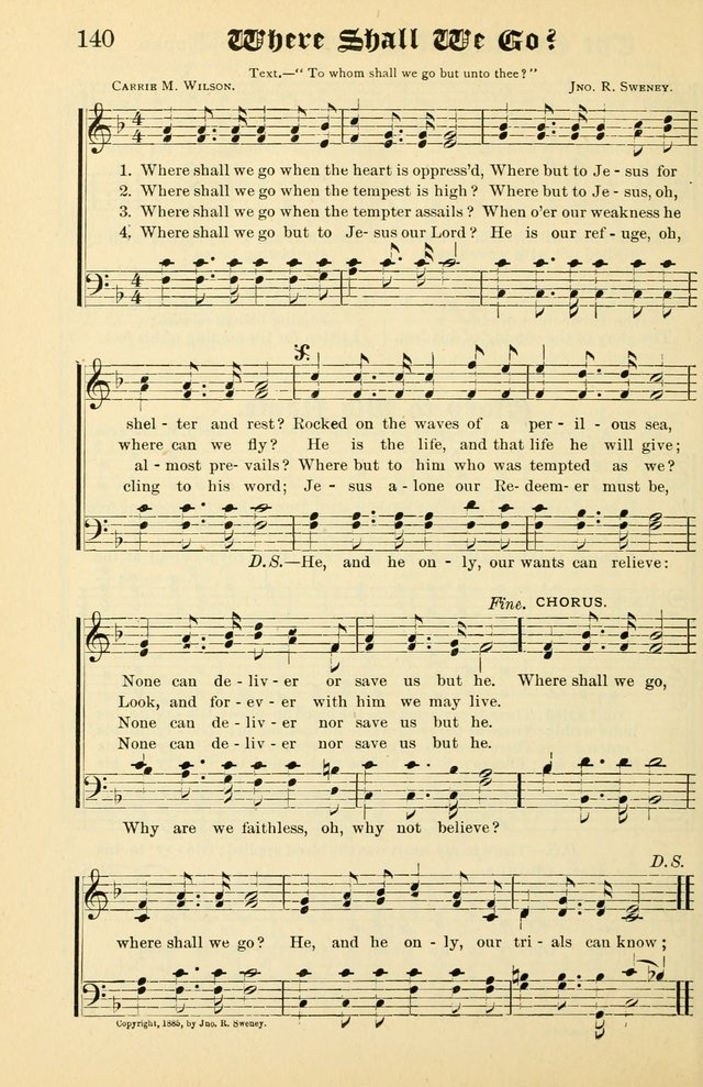 Unfading Treasures: a compilation of sacred songs and hymns, adapted for use by Sunday schools, Epworth Leagues, endeavor societies, pastors, evangelists, choristers, etc. page 140