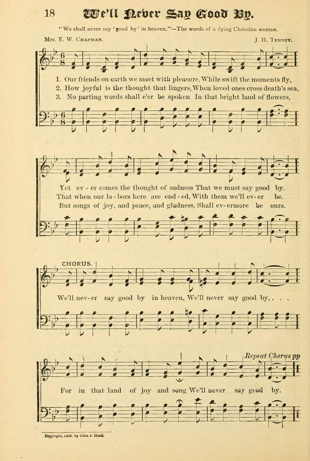 Unfading Treasures: a compilation of sacred songs and hymns, adapted for use by Sunday schools, Epworth Leagues, endeavor societies, pastors, evangelists, choristers, etc. page 18