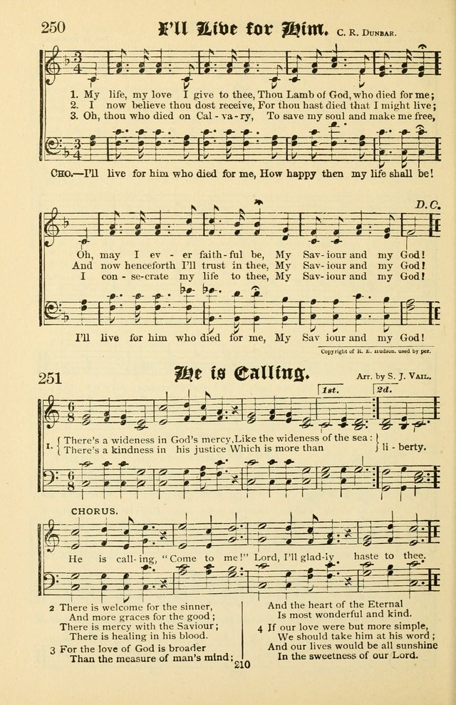 Unfading Treasures: a compilation of sacred songs and hymns, adapted for use by Sunday schools, Epworth Leagues, endeavor societies, pastors, evangelists, choristers, etc. page 210