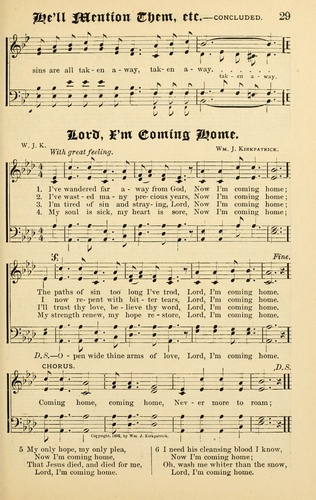 Unfading Treasures: a compilation of sacred songs and hymns, adapted for use by Sunday schools, Epworth Leagues, endeavor societies, pastors, evangelists, choristers, etc. page 29