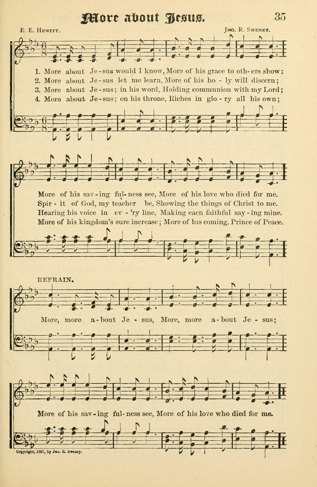 Unfading Treasures: a compilation of sacred songs and hymns, adapted for use by Sunday schools, Epworth Leagues, endeavor societies, pastors, evangelists, choristers, etc. page 35