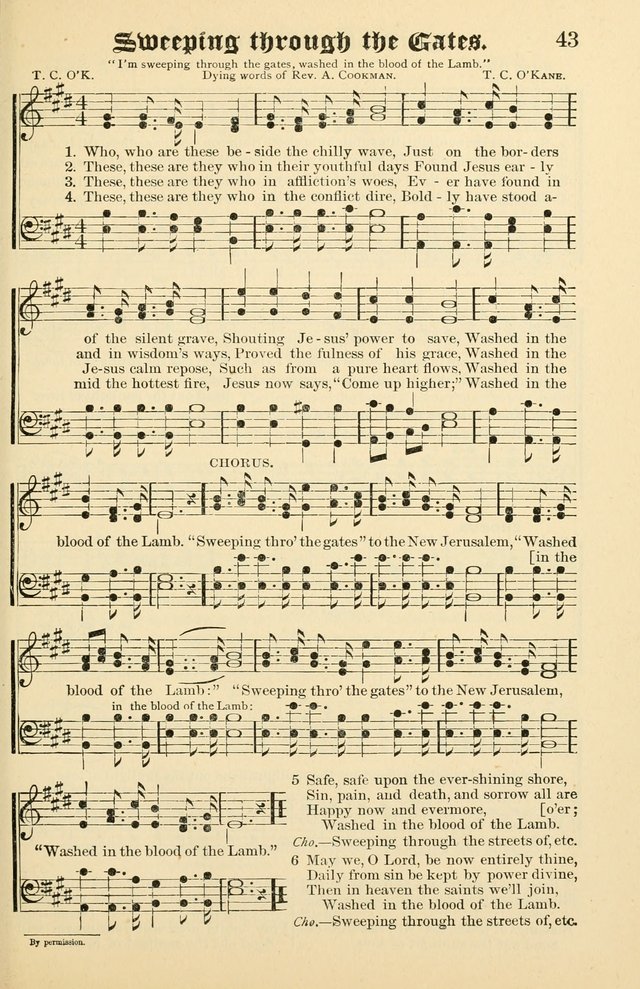 Unfading Treasures: a compilation of sacred songs and hymns, adapted for use by Sunday schools, Epworth Leagues, endeavor societies, pastors, evangelists, choristers, etc. page 43