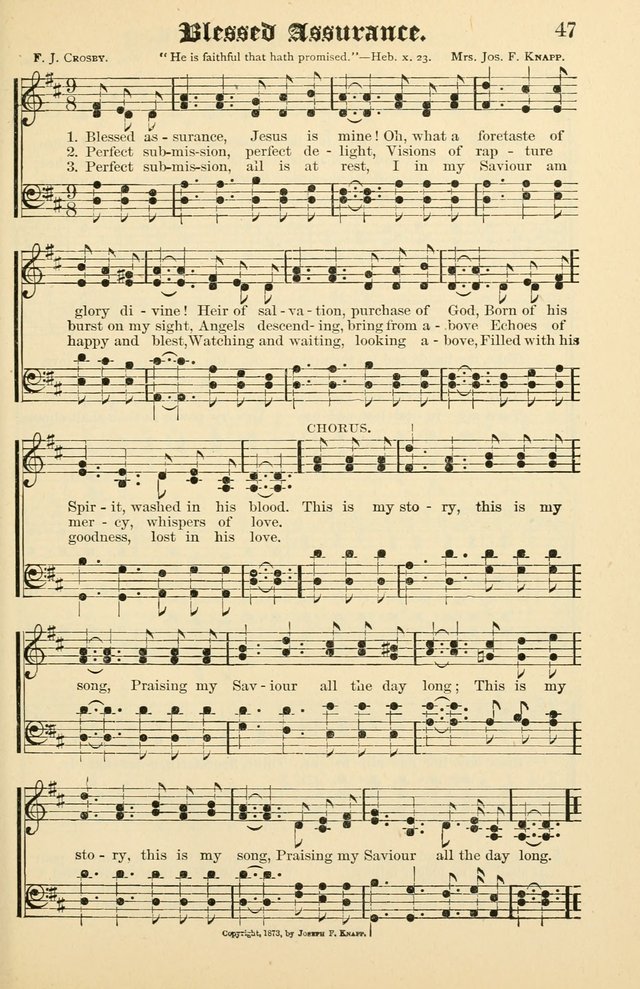 Unfading Treasures: a compilation of sacred songs and hymns, adapted for use by Sunday schools, Epworth Leagues, endeavor societies, pastors, evangelists, choristers, etc. page 47