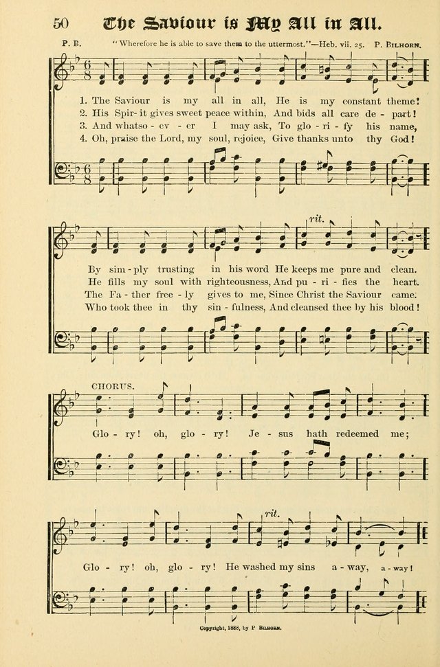 Unfading Treasures: a compilation of sacred songs and hymns, adapted for use by Sunday schools, Epworth Leagues, endeavor societies, pastors, evangelists, choristers, etc. page 50