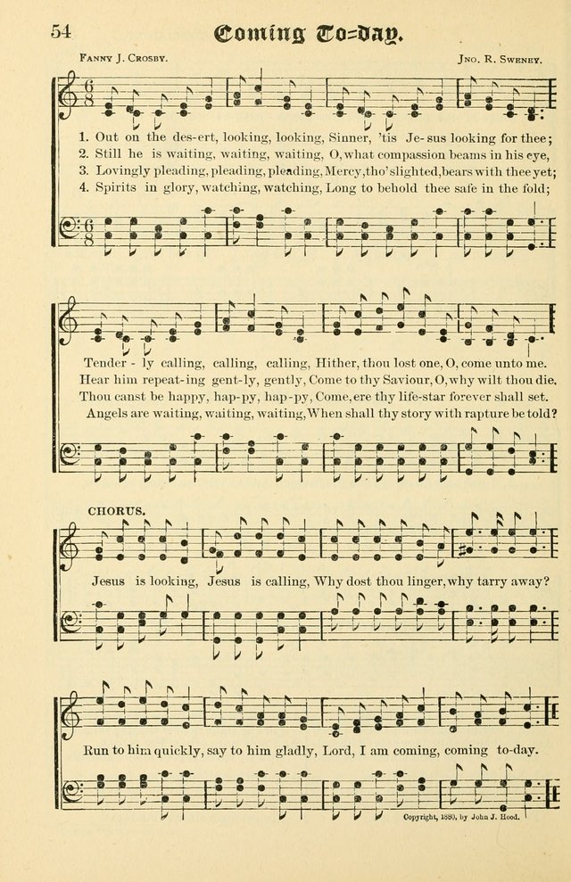 Unfading Treasures: a compilation of sacred songs and hymns, adapted for use by Sunday schools, Epworth Leagues, endeavor societies, pastors, evangelists, choristers, etc. page 54