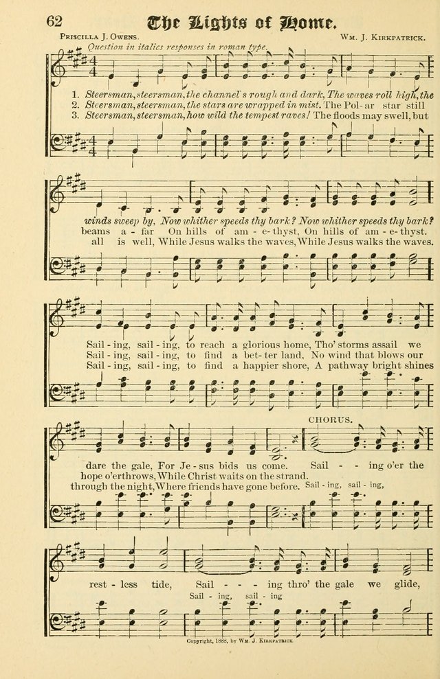 Unfading Treasures: a compilation of sacred songs and hymns, adapted for use by Sunday schools, Epworth Leagues, endeavor societies, pastors, evangelists, choristers, etc. page 62