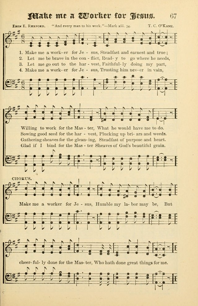 Unfading Treasures: a compilation of sacred songs and hymns, adapted for use by Sunday schools, Epworth Leagues, endeavor societies, pastors, evangelists, choristers, etc. page 67