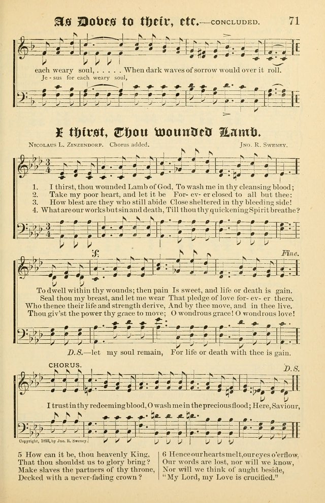 Unfading Treasures: a compilation of sacred songs and hymns, adapted for use by Sunday schools, Epworth Leagues, endeavor societies, pastors, evangelists, choristers, etc. page 71