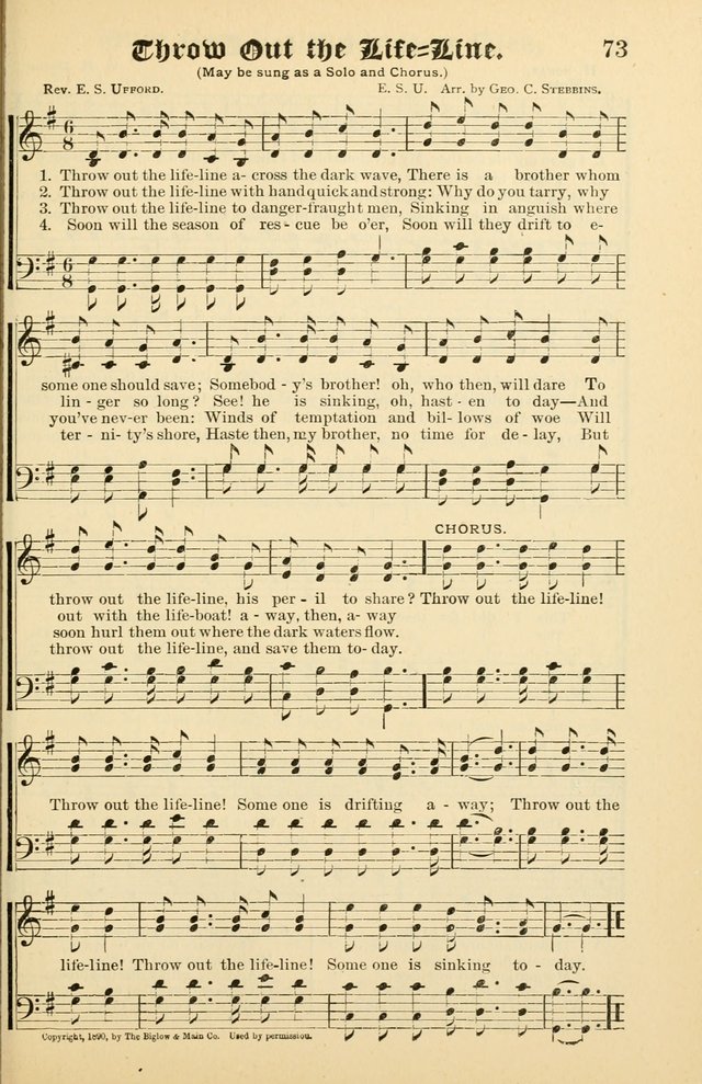 Unfading Treasures: a compilation of sacred songs and hymns, adapted for use by Sunday schools, Epworth Leagues, endeavor societies, pastors, evangelists, choristers, etc. page 73