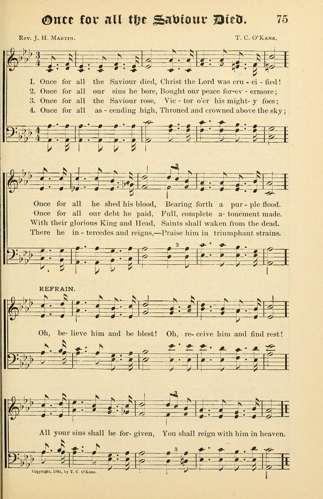 Unfading Treasures: a compilation of sacred songs and hymns, adapted for use by Sunday schools, Epworth Leagues, endeavor societies, pastors, evangelists, choristers, etc. page 75