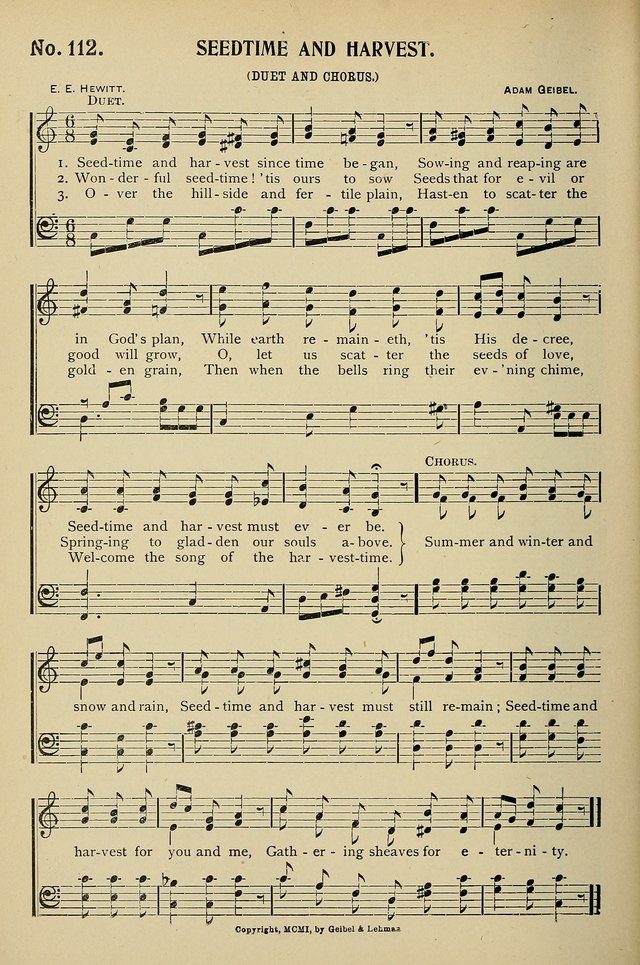 Uplifted Voices: a 20th century hymn book for sunday-schools and devotional meetings page 112