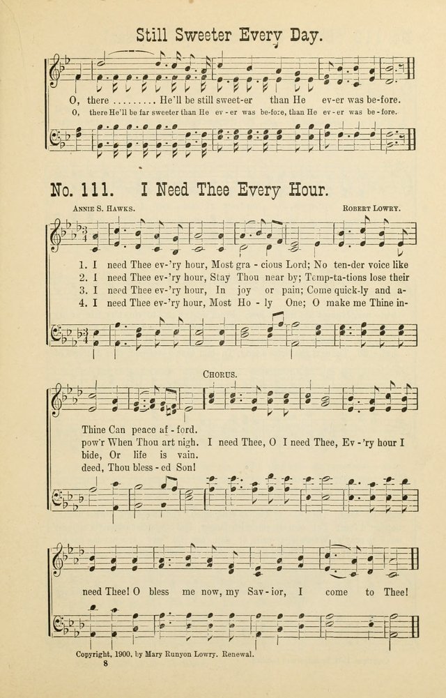 The Victory: a collection of popular Sunday school songs new and old page 111