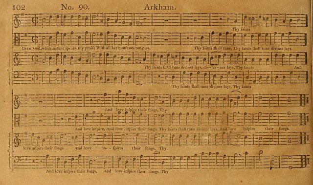 The Vocal Companion: containing a concise introduction to the practice of music, and a set of tunes of various metres, arranged progressively for the use of learners page 102