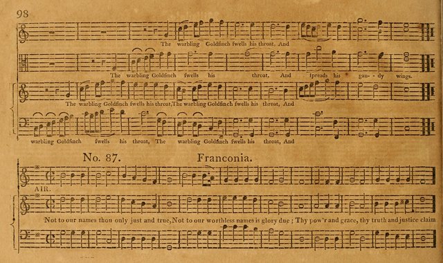 The Vocal Companion: containing a concise introduction to the practice of music, and a set of tunes of various metres, arranged progressively for the use of learners page 98