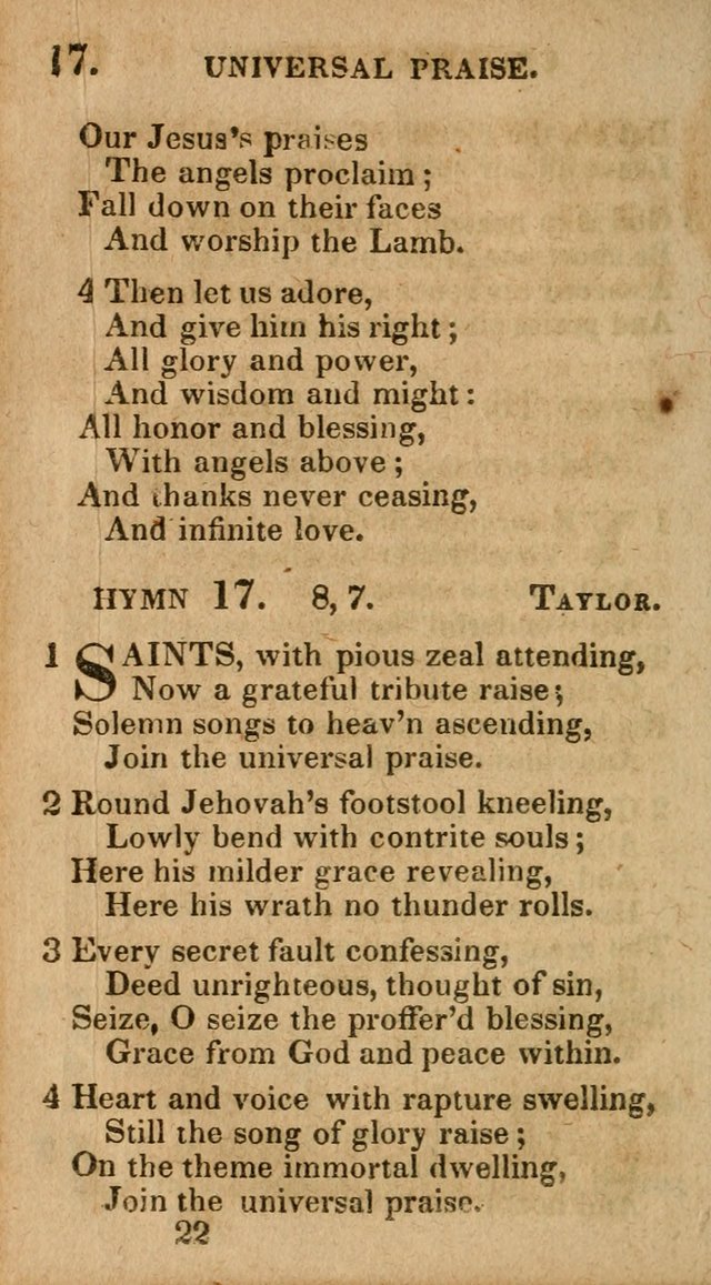 Village Hymns for Social Worship, Selected and Original: designed as a supplement to the Psalms and Hymns of Dr. Watts (6th ed.) page 22