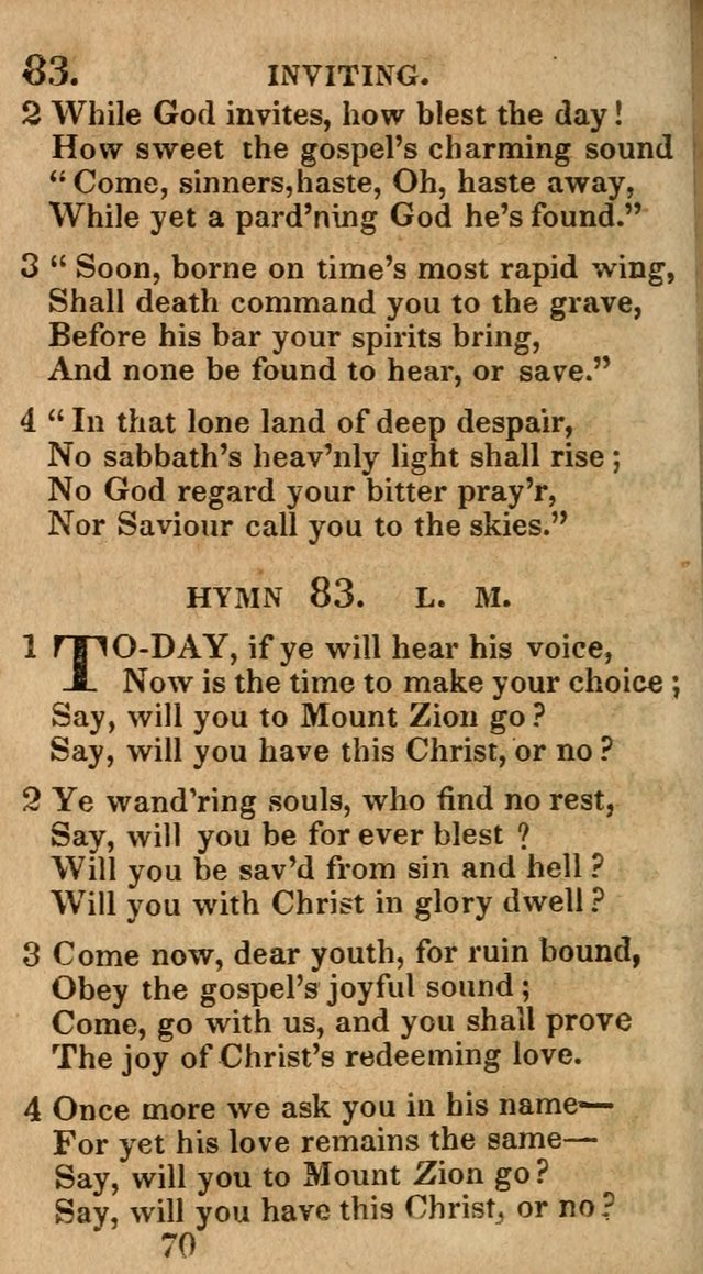 Village Hymns for Social Worship, Selected and Original: designed as a supplement to the Psalms and Hymns of Dr. Watts (6th ed.) page 70