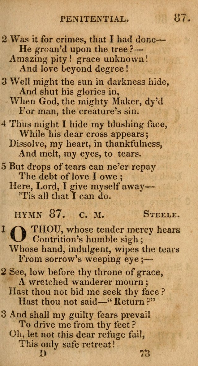 Village Hymns for Social Worship, Selected and Original: designed as a supplement to the Psalms and Hymns of Dr. Watts (6th ed.) page 73