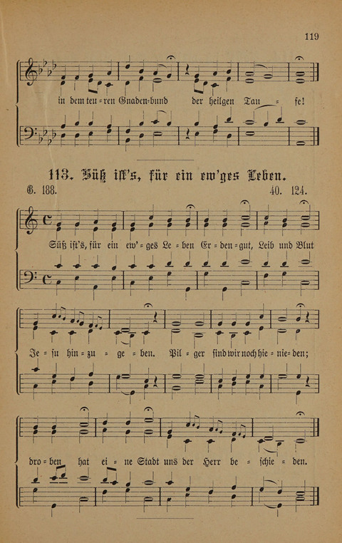 Vierstimmige Melodien: zu dem "Gesangbuch zum gottesdienstlichen und häuslichen Gebrauche in evangelischen Mennoniten-Gemeinden" (3. Auflage) page 119