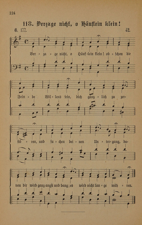 Vierstimmige Melodien: zu dem "Gesangbuch zum gottesdienstlichen und häuslichen Gebrauche in evangelischen Mennoniten-Gemeinden" (3. Auflage) page 124