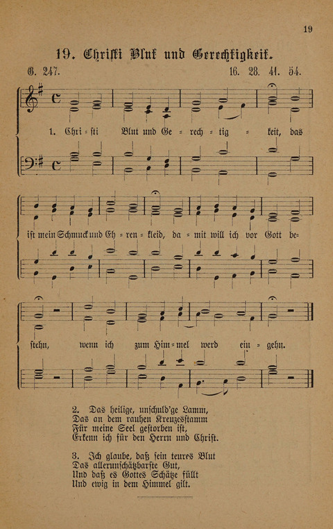 Vierstimmige Melodien: zu dem "Gesangbuch zum gottesdienstlichen und häuslichen Gebrauche in evangelischen Mennoniten-Gemeinden" (3. Auflage) page 19