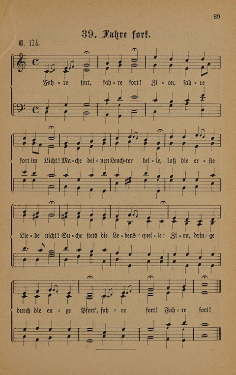 Vierstimmige Melodien: zu dem "Gesangbuch zum gottesdienstlichen und häuslichen Gebrauche in evangelischen Mennoniten-Gemeinden" (3. Auflage) page 39