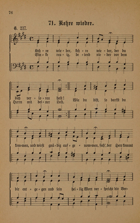 Vierstimmige Melodien: zu dem "Gesangbuch zum gottesdienstlichen und häuslichen Gebrauche in evangelischen Mennoniten-Gemeinden" (3. Auflage) page 76